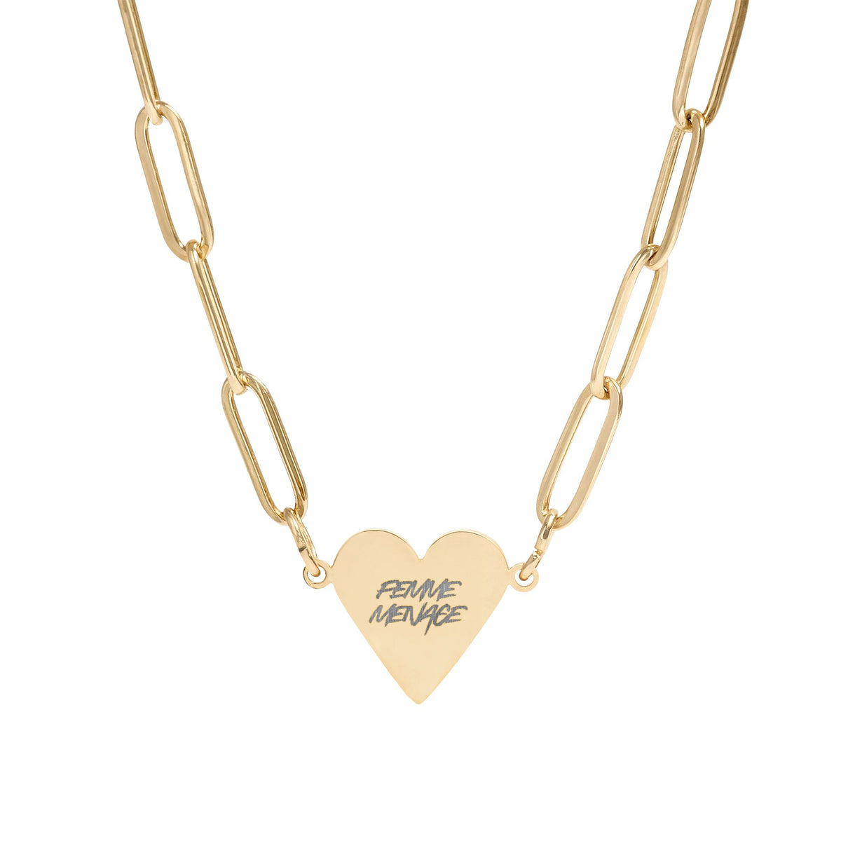 Femme Menace Heart Necklace (Engraved)
