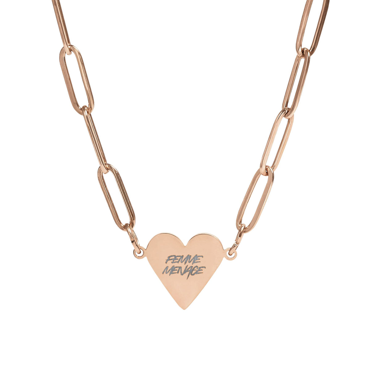Femme Menace Heart Necklace (Engraved)